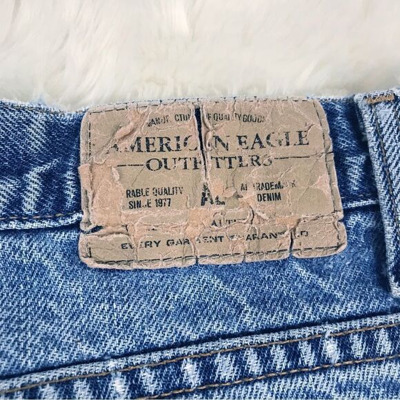 VINTAGE American Eagle Flare Leg Jeans Distressed Low Mid Rise 90s Y2K Size 12 - Picture 11 of 14